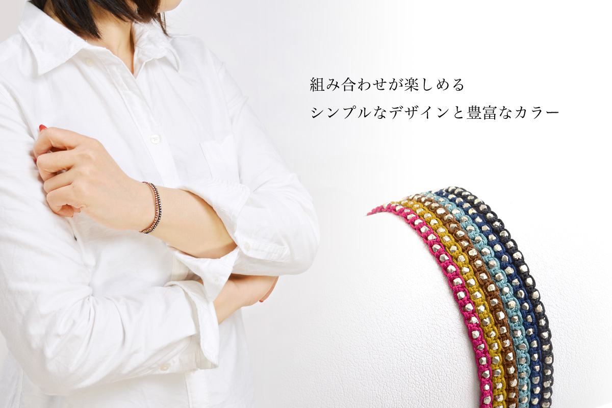 Pulsera de cordón muesca con cuentas de cuentas de plata de plata / Karen