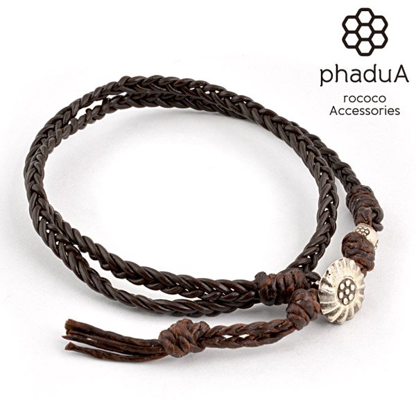 PHADUA / Pulsera trenzada de 2 vueltas de cuero de 1 mm