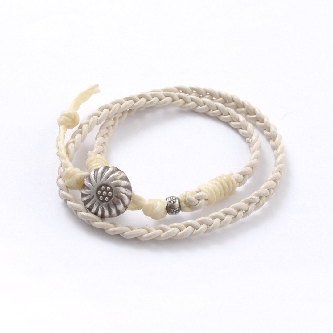Phadua / brazalete de cuero de 1.5 mm trenzado 2 envoltura