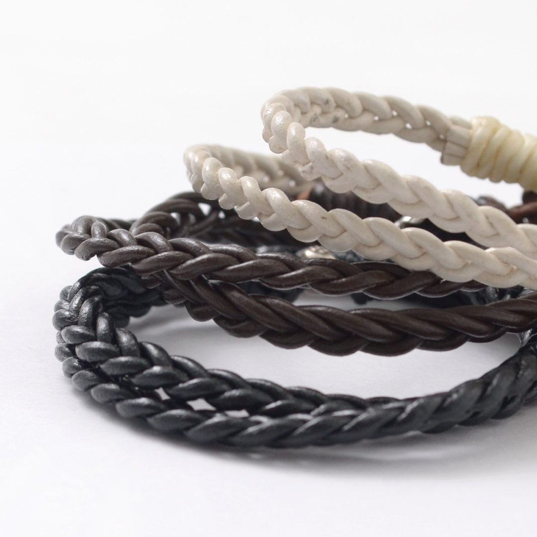 Phadua / brazalete de cuero de 1.5 mm trenzado 2 envoltura
