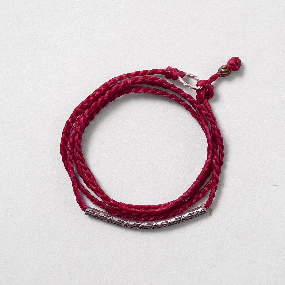 Phadua / cera Cord Karen Tube de plata / brazalete / collar