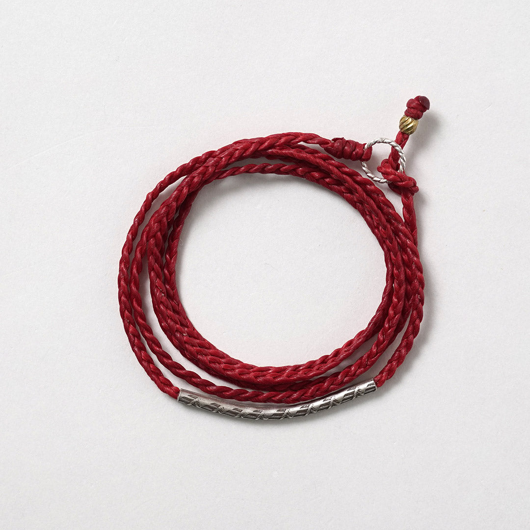 Phadua / cera Cord Karen Tube de plata / brazalete / collar