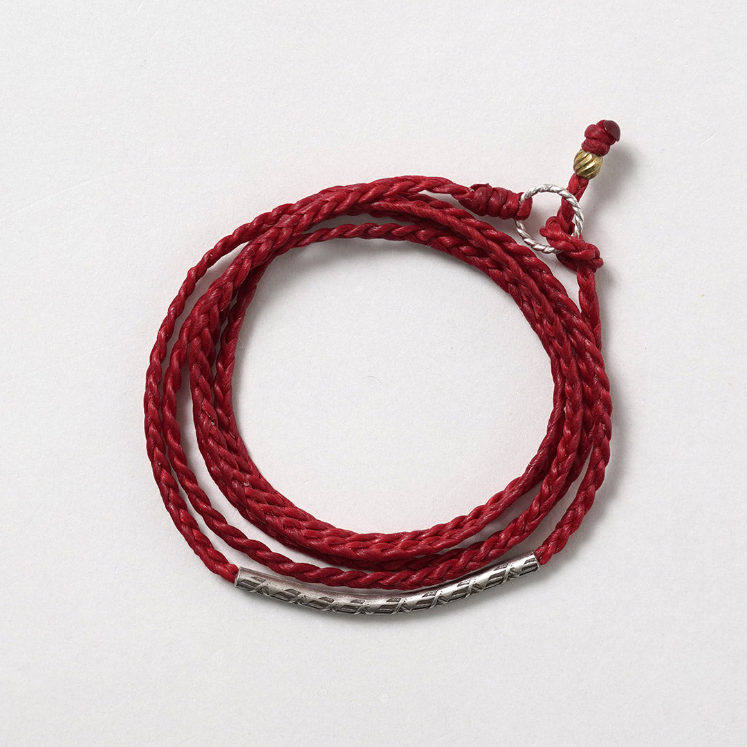 Phadua / cera Cord Karen Tube de plata / brazalete / collar