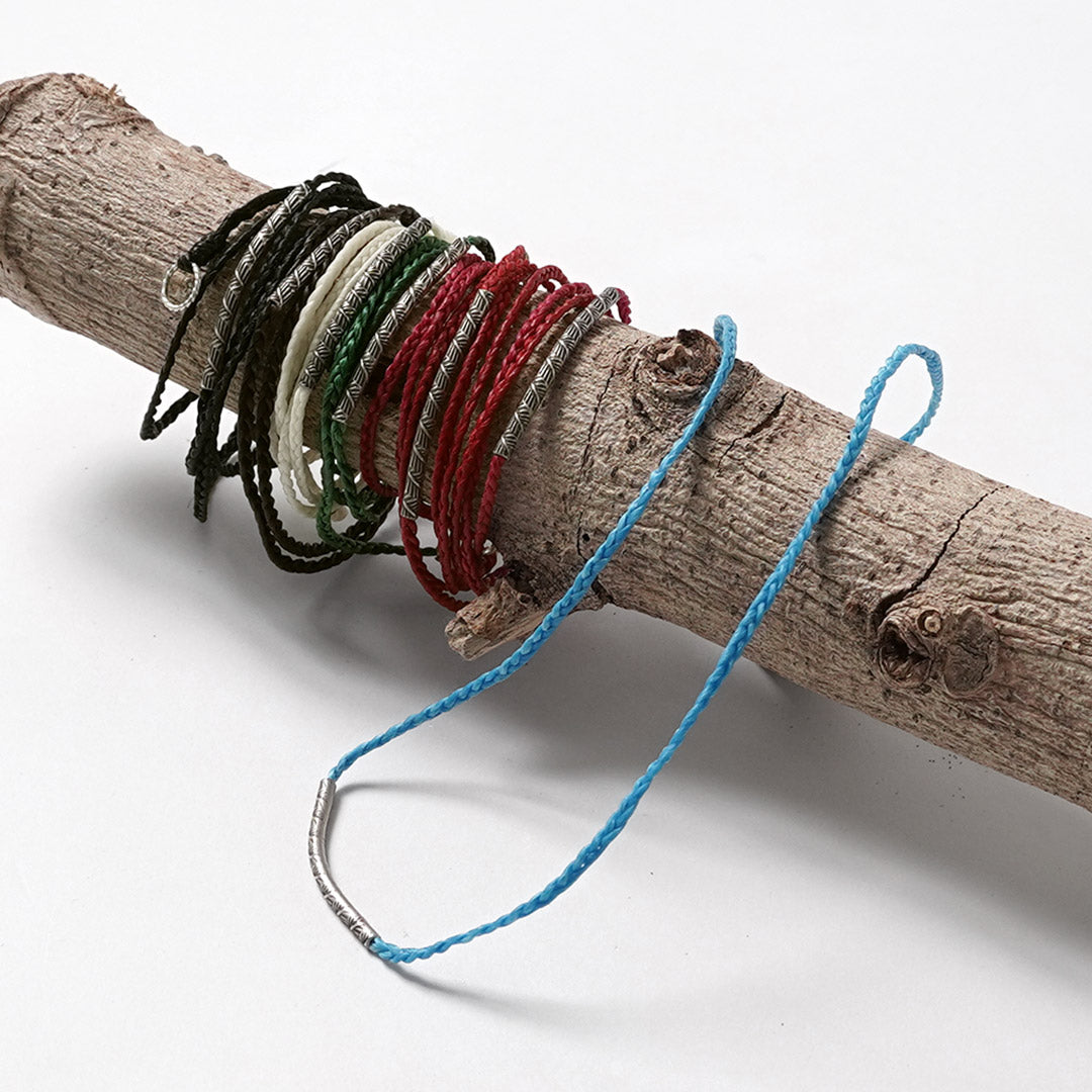 Phadua / cera Cord Karen Tube de plata / brazalete / collar