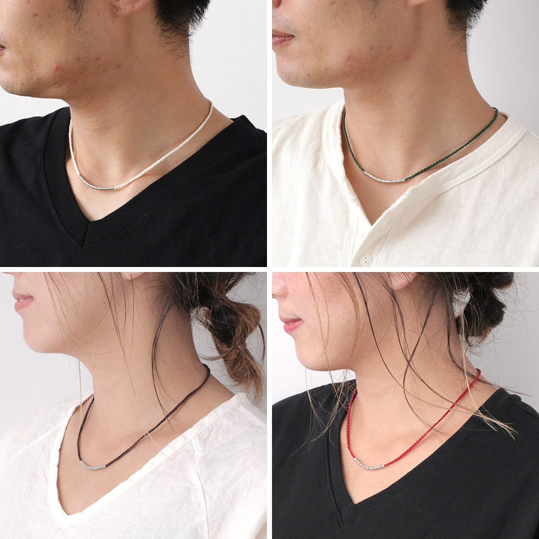 Phadua / cera Cord Karen Tube de plata / brazalete / collar