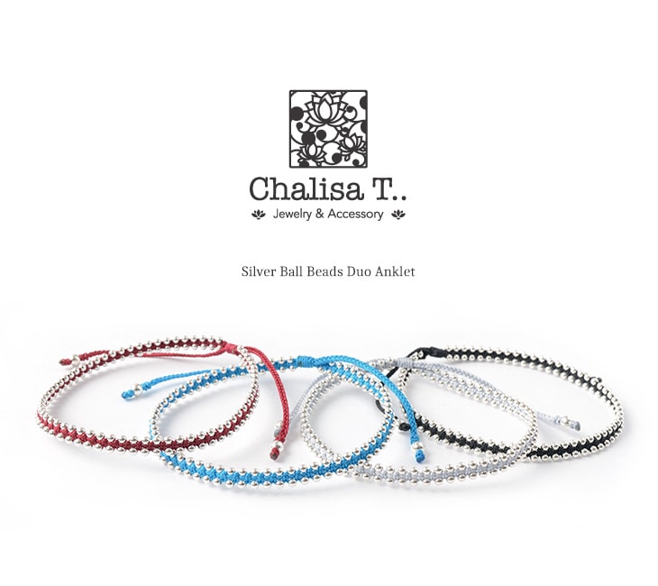 Chalisa T .. / Silver Ball Bead Duo Anklet