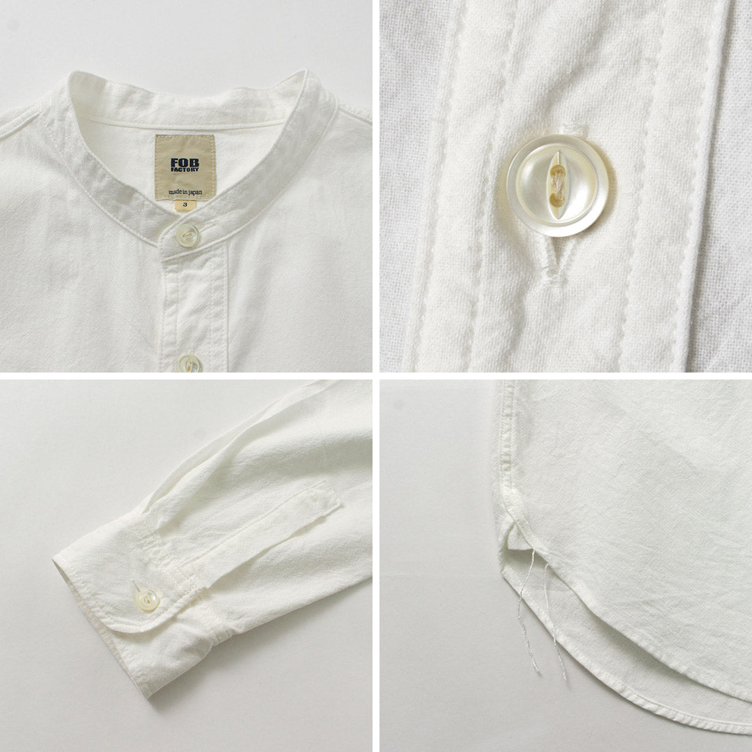 FOB FACTORY / F3429 Long Sleeve Band Collar Ox Shirt