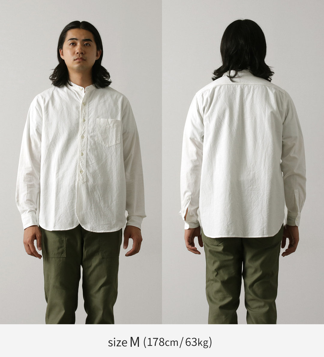 FOB FACTORY / F3429 Long Sleeve Band Collar Ox Shirt