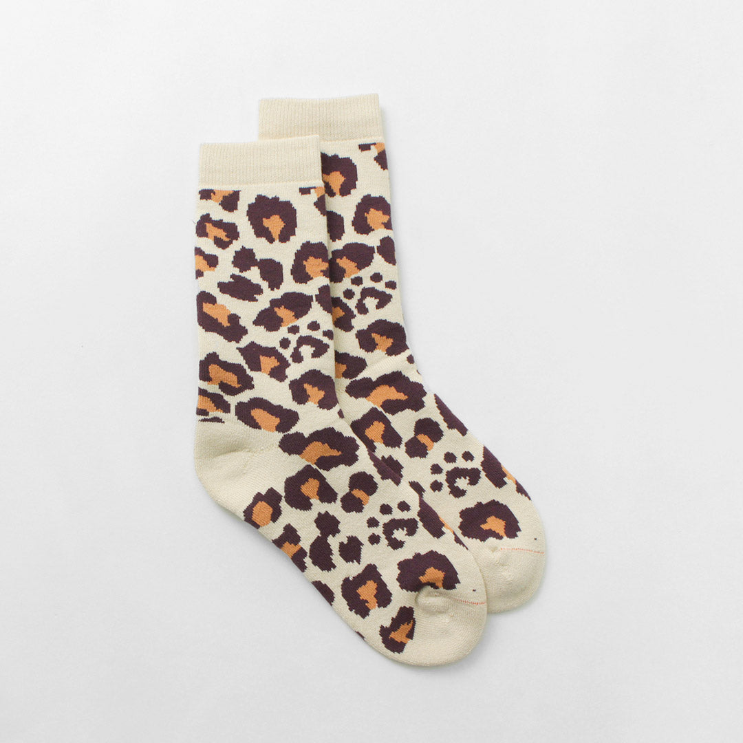 ROTOTO / R1340 Pile Leopard Crew Socks