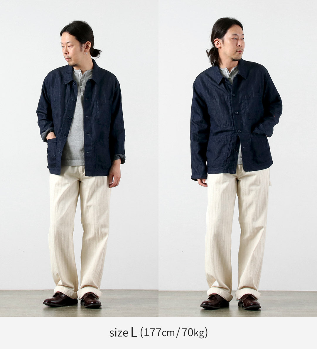 JAPAN BLUE JEANS / RJB7070 Chaqueta overol francesa de mezclilla de lino y algodón