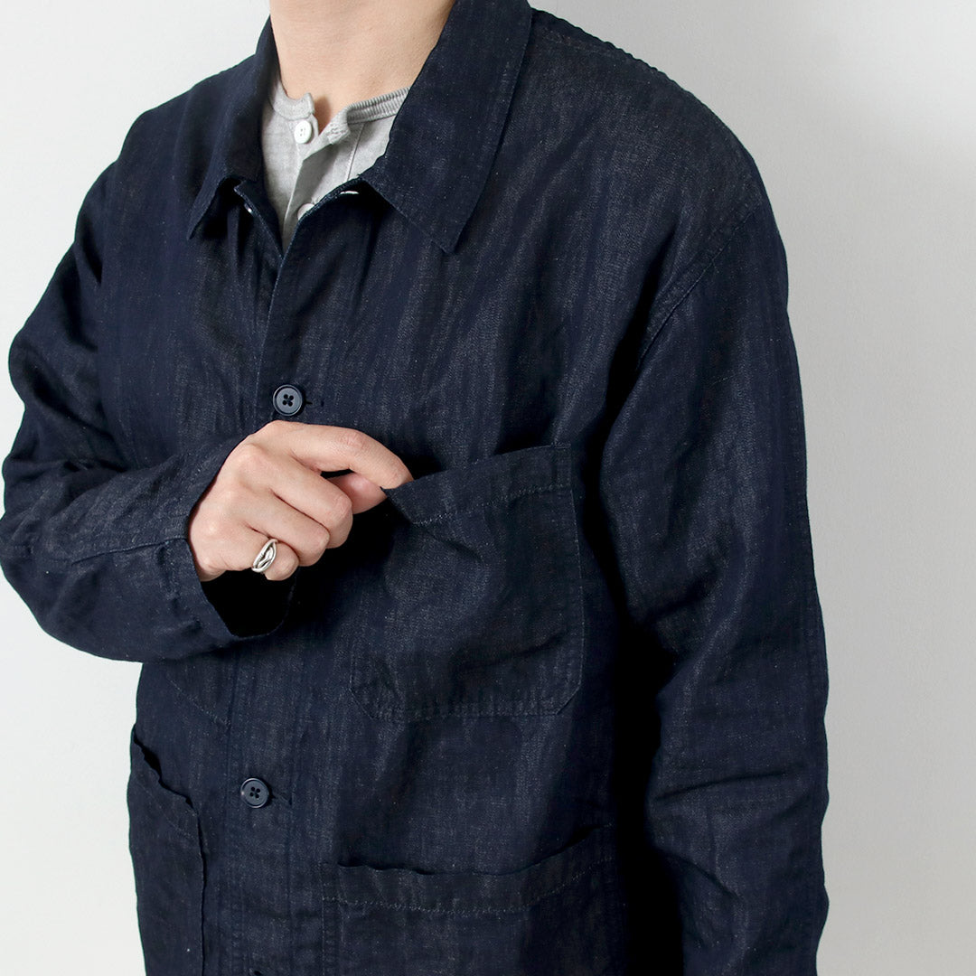 JAPAN BLUE JEANS / RJB7070 Chaqueta overol francesa de mezclilla de lino y algodón