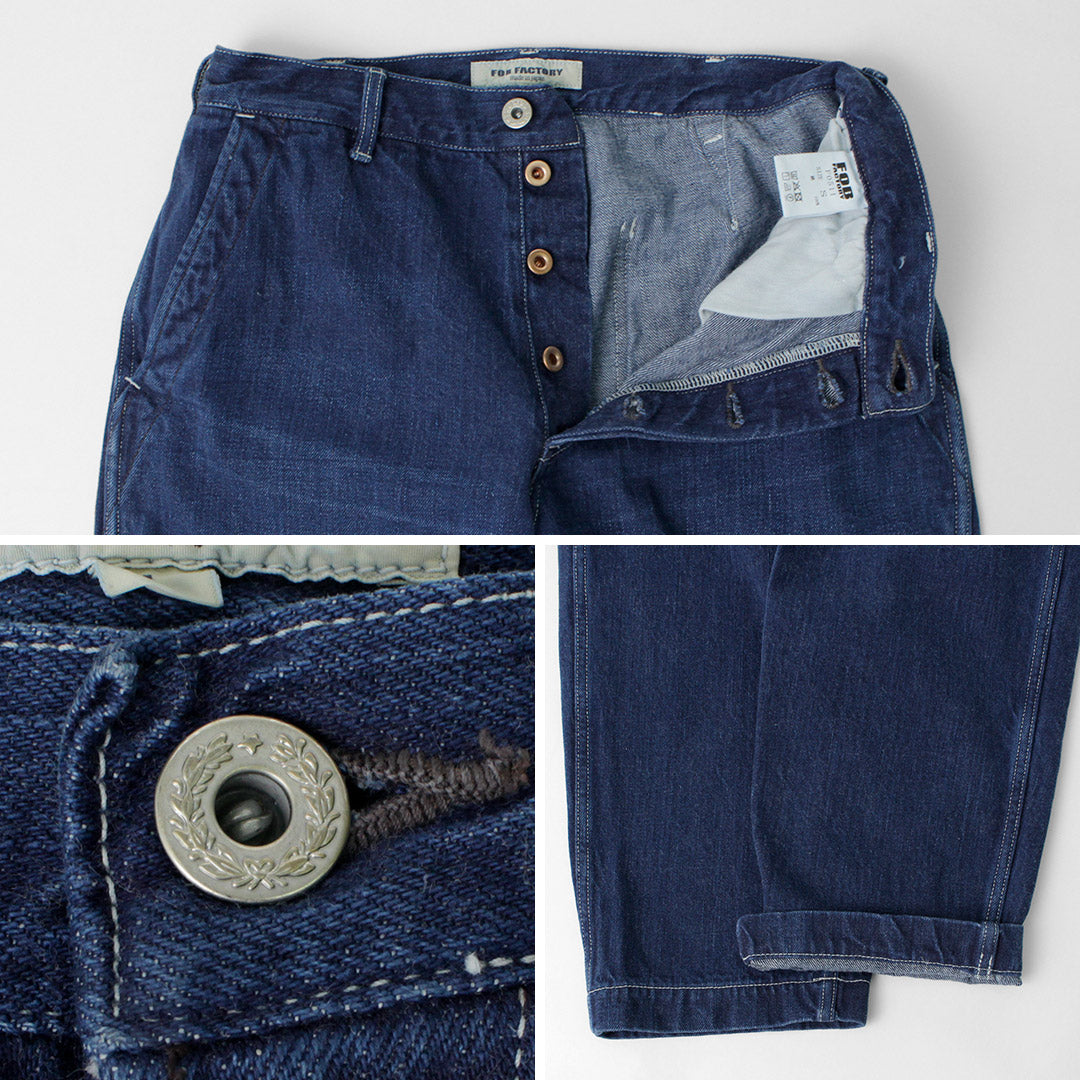 FOB FACTORY / F0511 WW2 Pantalón de cubierta vaquero Acabado usado
