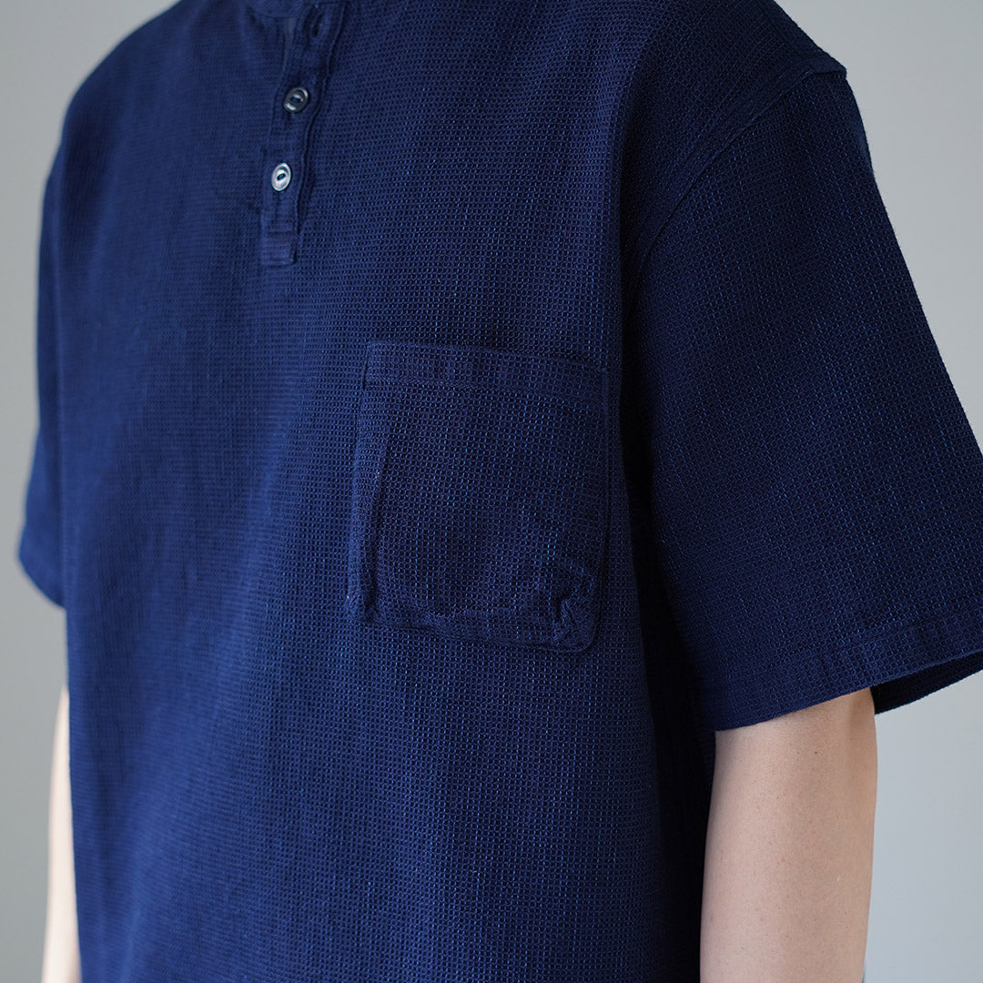 FOB FACTORY / F3493 Indigo Waffle T-shirt