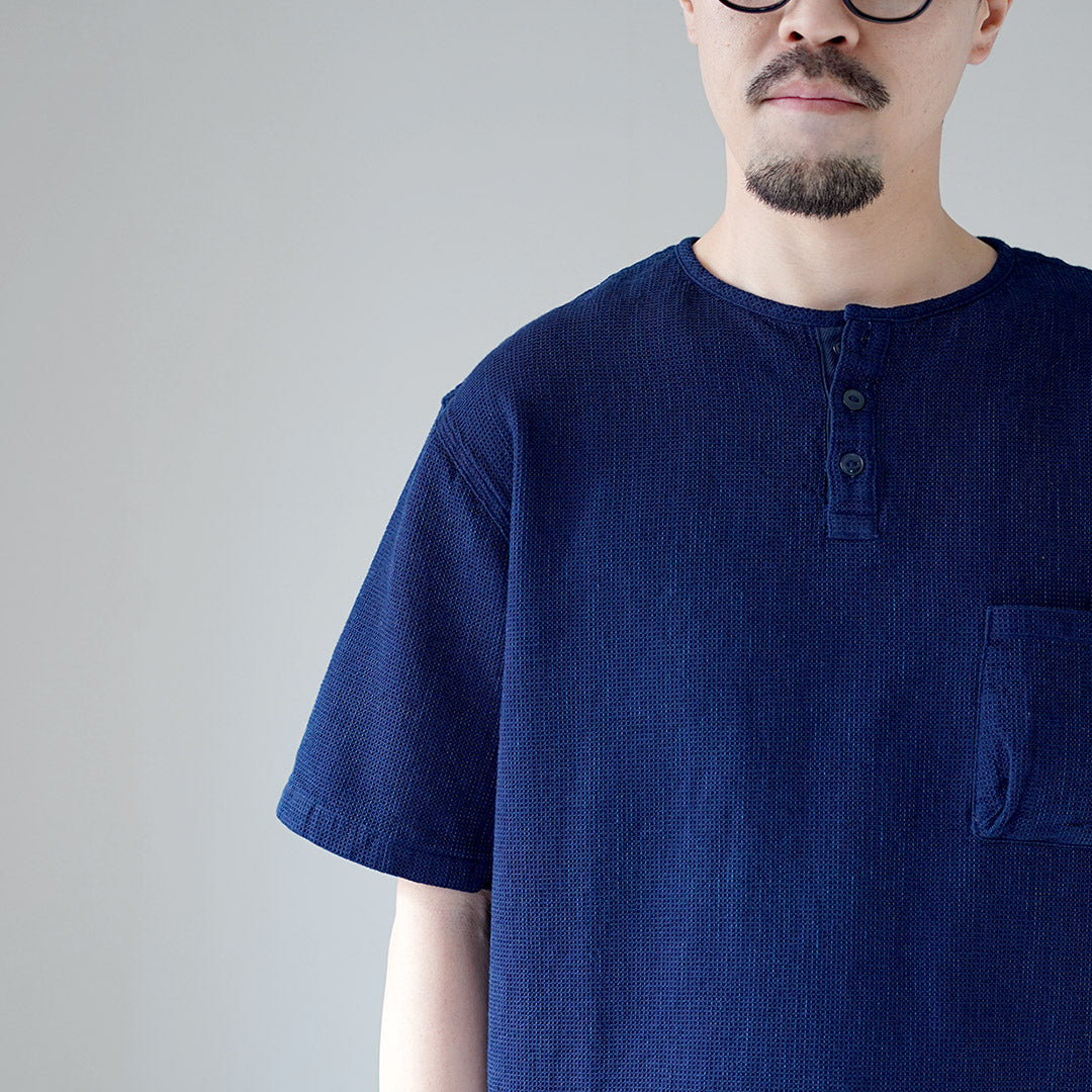 FOB FACTORY / F3493 Indigo Waffle T-shirt