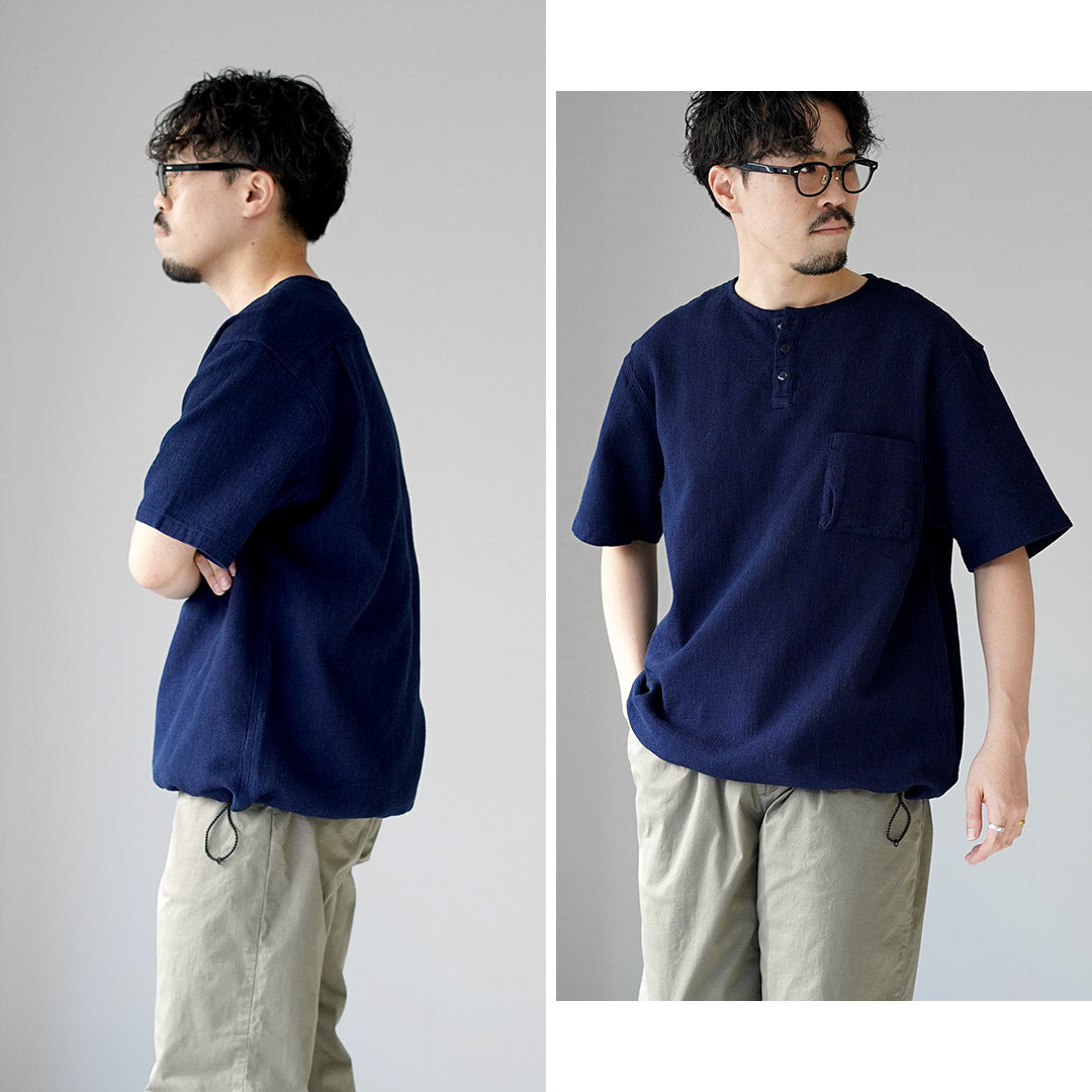 FOB FACTORY / F3493 Indigo Waffle T-shirt