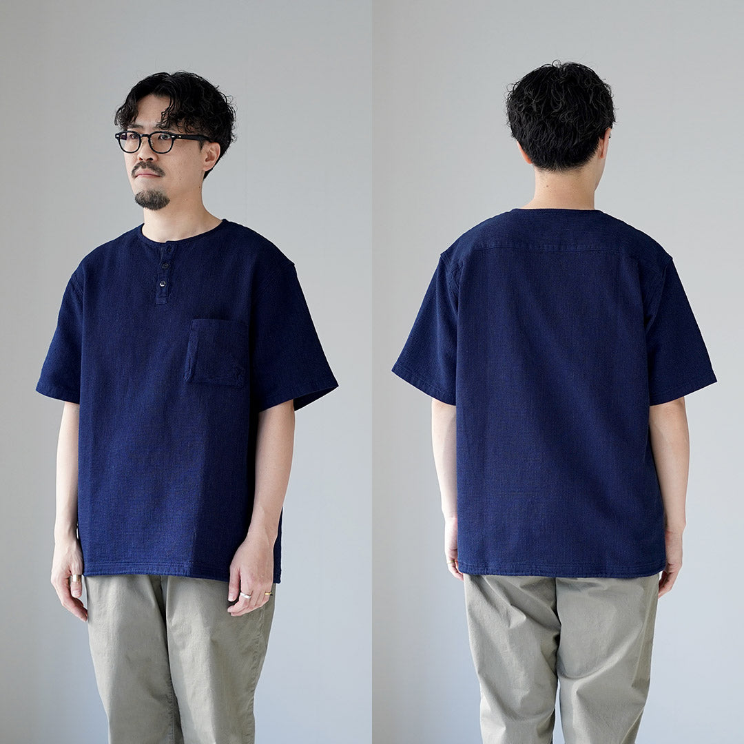 FOB FACTORY / F3493 Indigo Waffle T-shirt