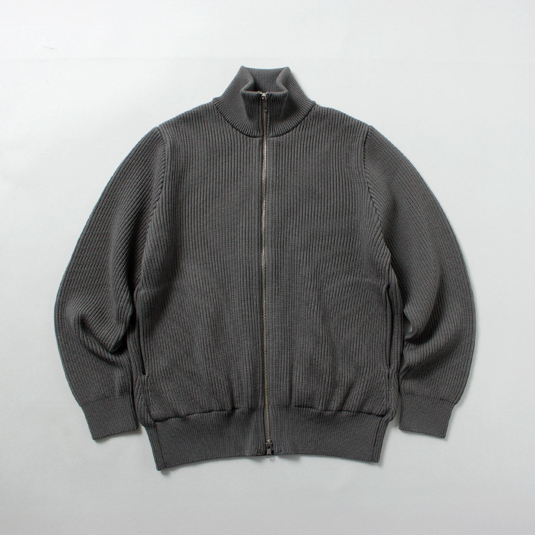 YONETOMI NEW BASIC / Blouson en maille côtelée de laine extra fine