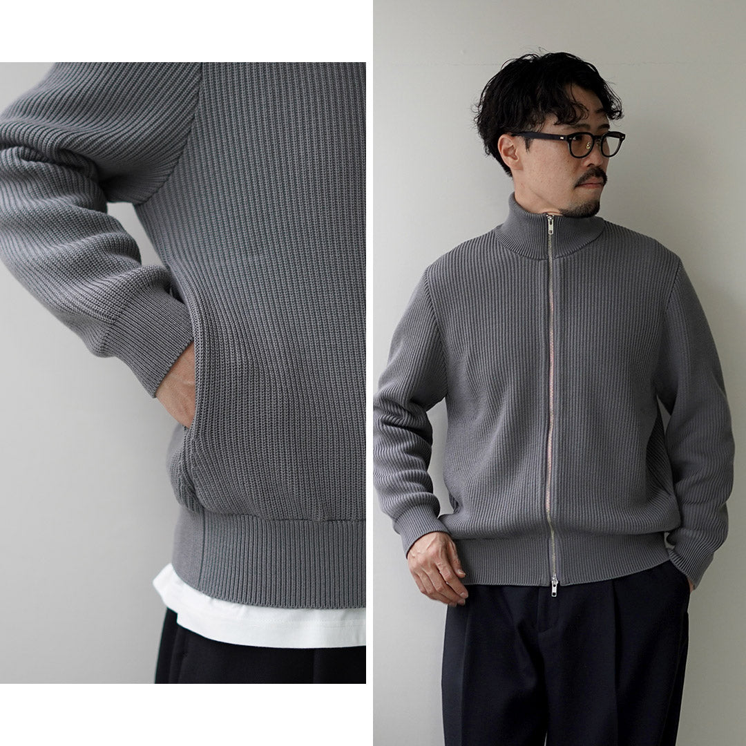 YONETOMI NEW BASIC / Blouson en maille côtelée de laine extra fine