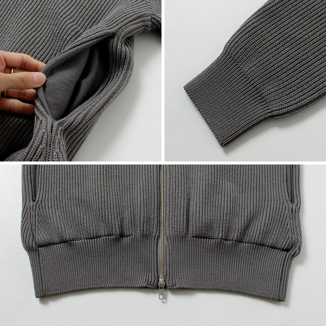 YONETOMI NEW BASIC / Blouson en maille côtelée de laine extra fine