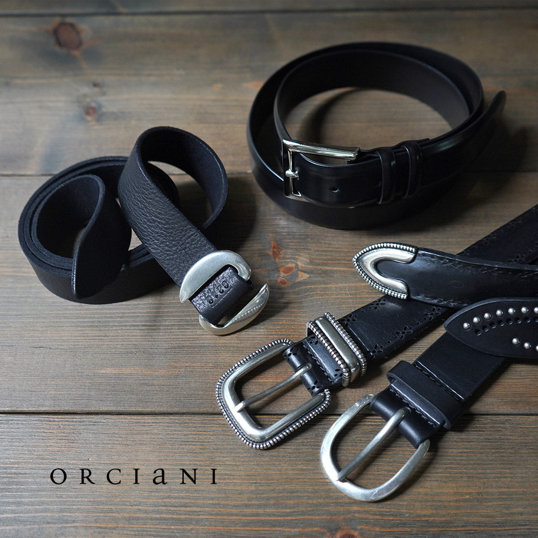 ORCIANI / Bull 메탈 팁이 있는 소프트 펀치 가죽 벨트