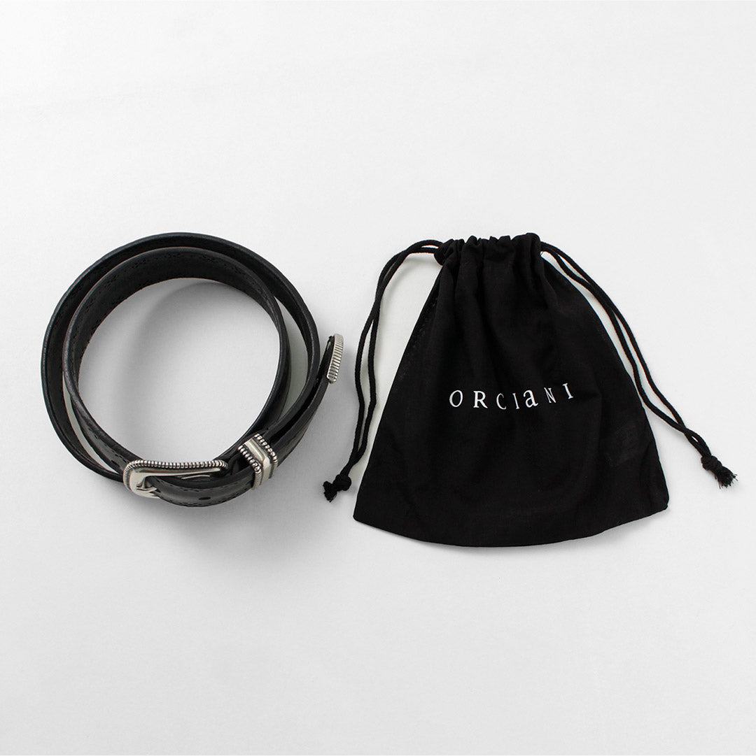 ORCIANI / Bull 메탈 팁이 있는 소프트 펀치 가죽 벨트