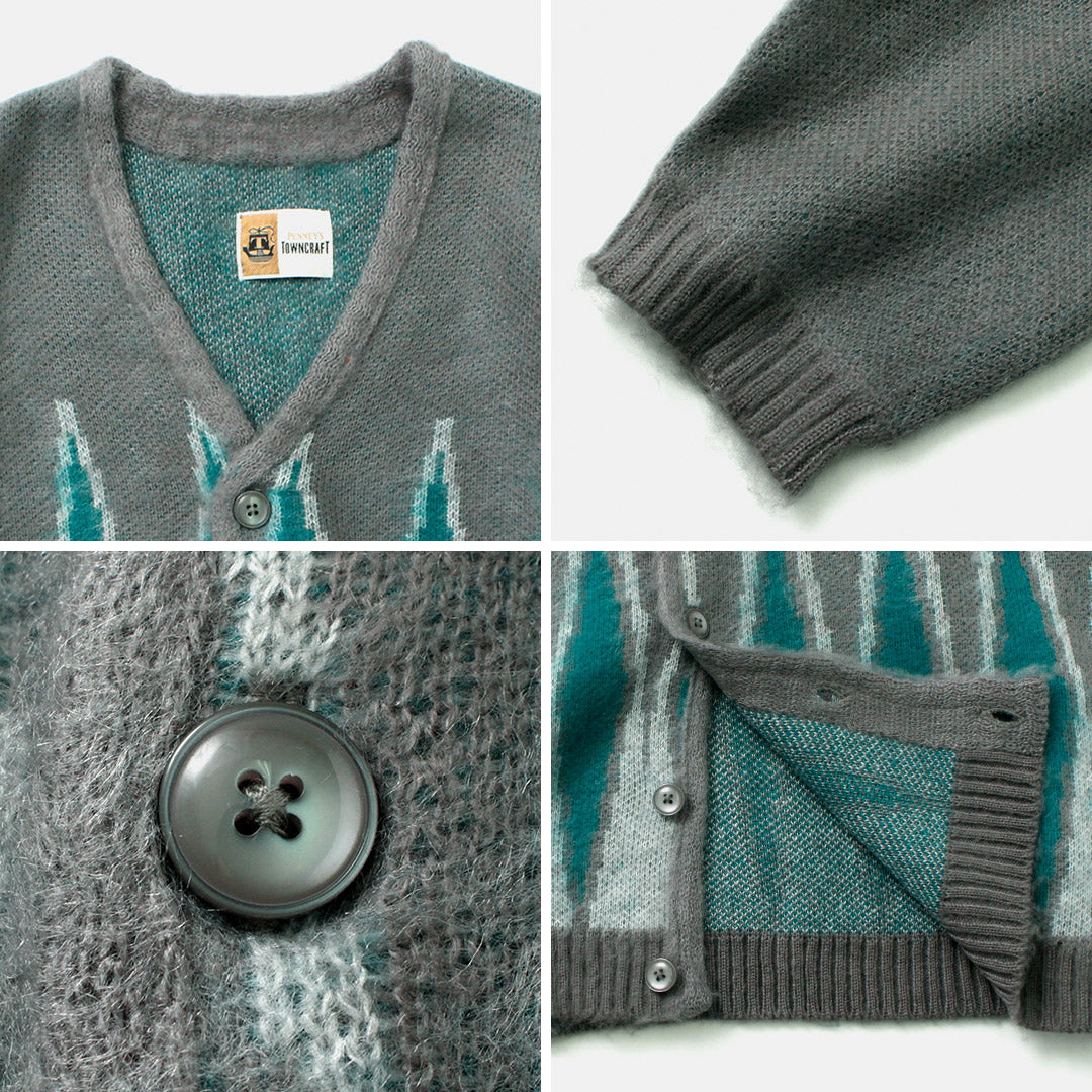 TOWNCRAFT / Vintage Pattern Shaggy Cardigan