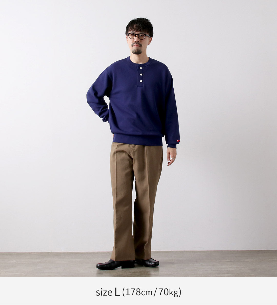 HEALTHKNIT / Henry Neck Long Sleeve Classic Sweatshirt
