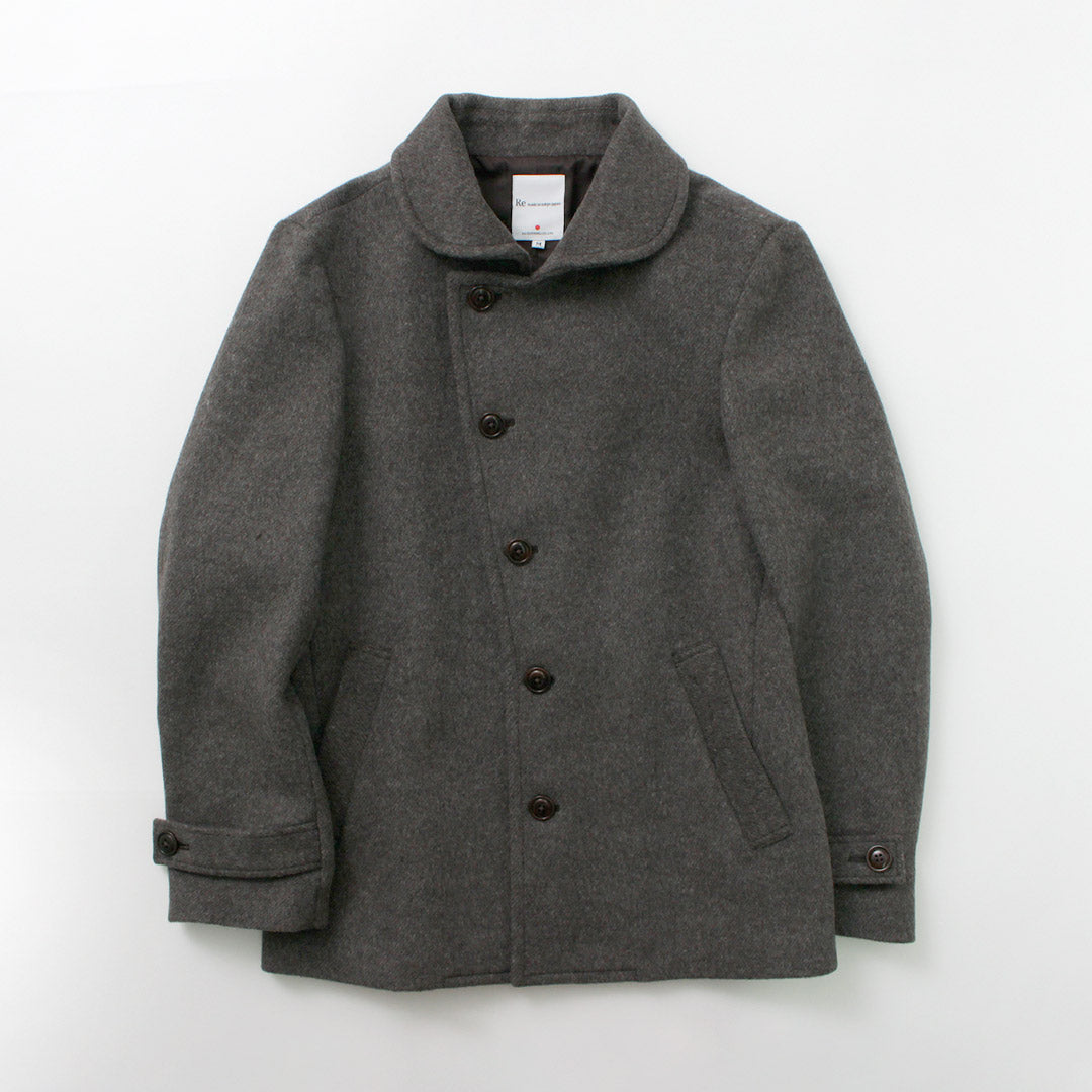 RE MADE IN TOKYO JAPAN / Wool Melton Stand-Up Collar Pea Coat