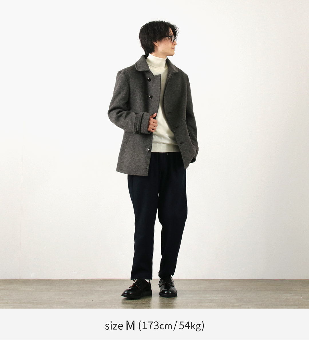 RE MADE IN TOKYO JAPAN / Wool Melton Stand-Up Collar Pea Coat