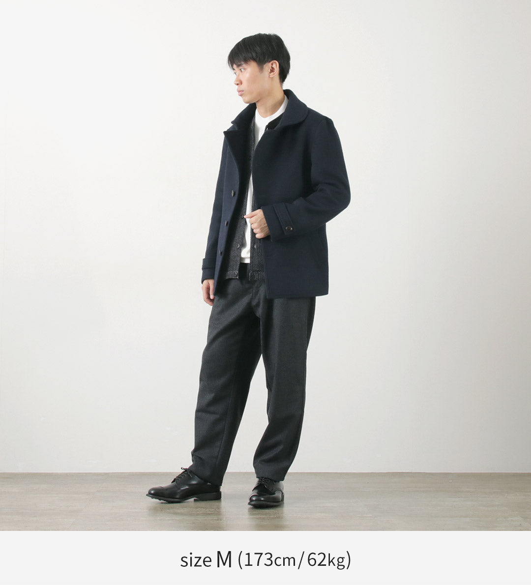 RE MADE IN TOKYO JAPAN / Wool Melton Stand-Up Collar Pea Coat