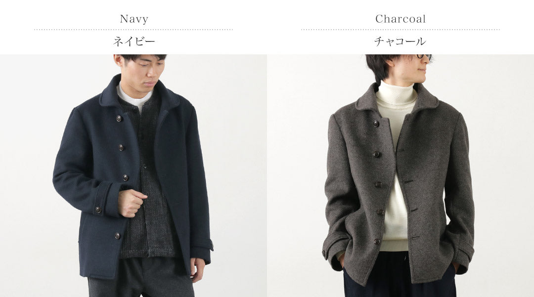 RE MADE IN TOKYO JAPAN / Wool Melton Stand-Up Collar Pea Coat