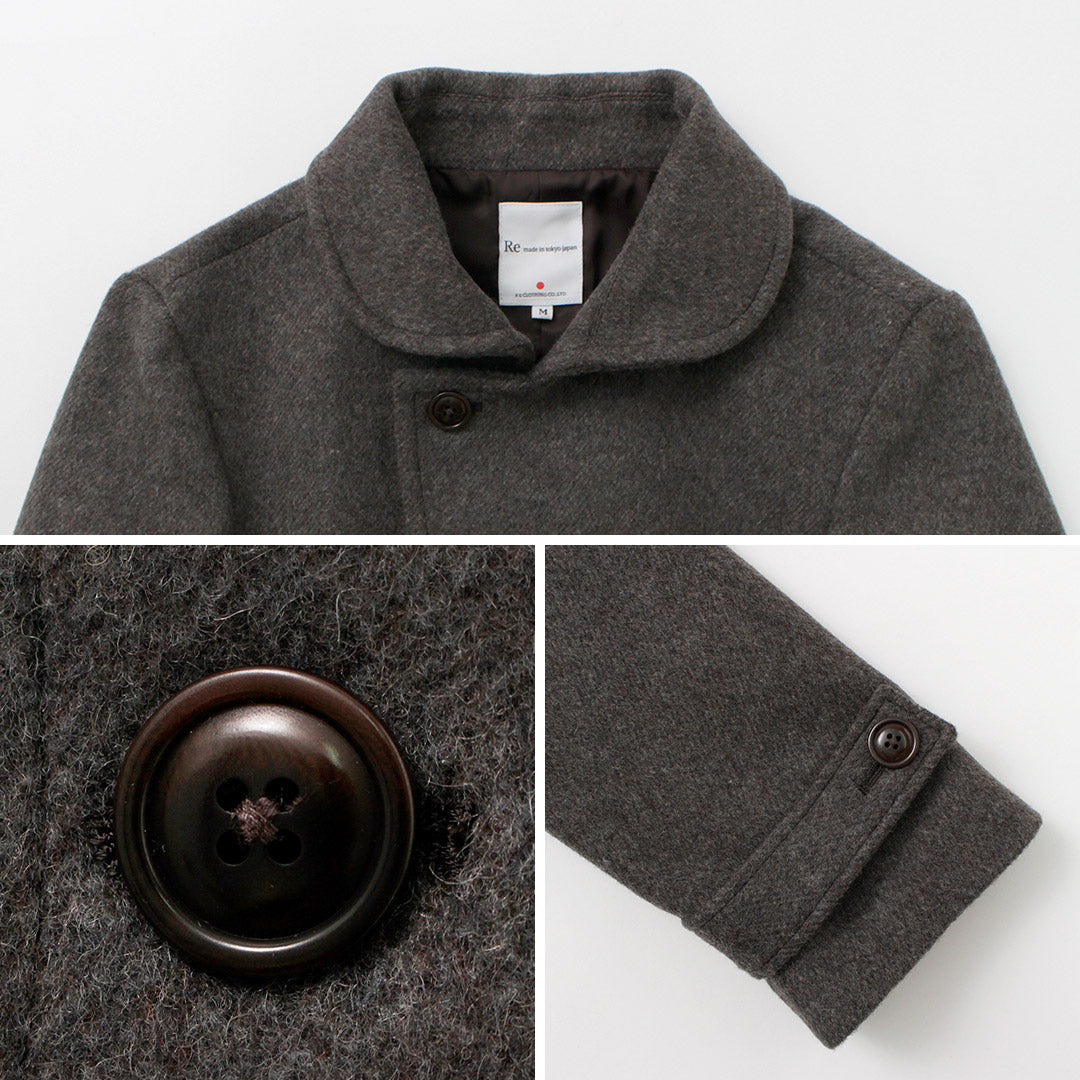 RE MADE IN TOKYO JAPAN / Wool Melton Stand-Up Collar Pea Coat