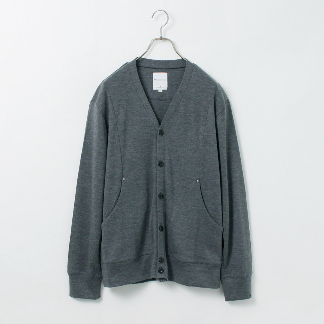 Re Hecho en Tokio Japón / vestido de lana Cardigan de corte redondo