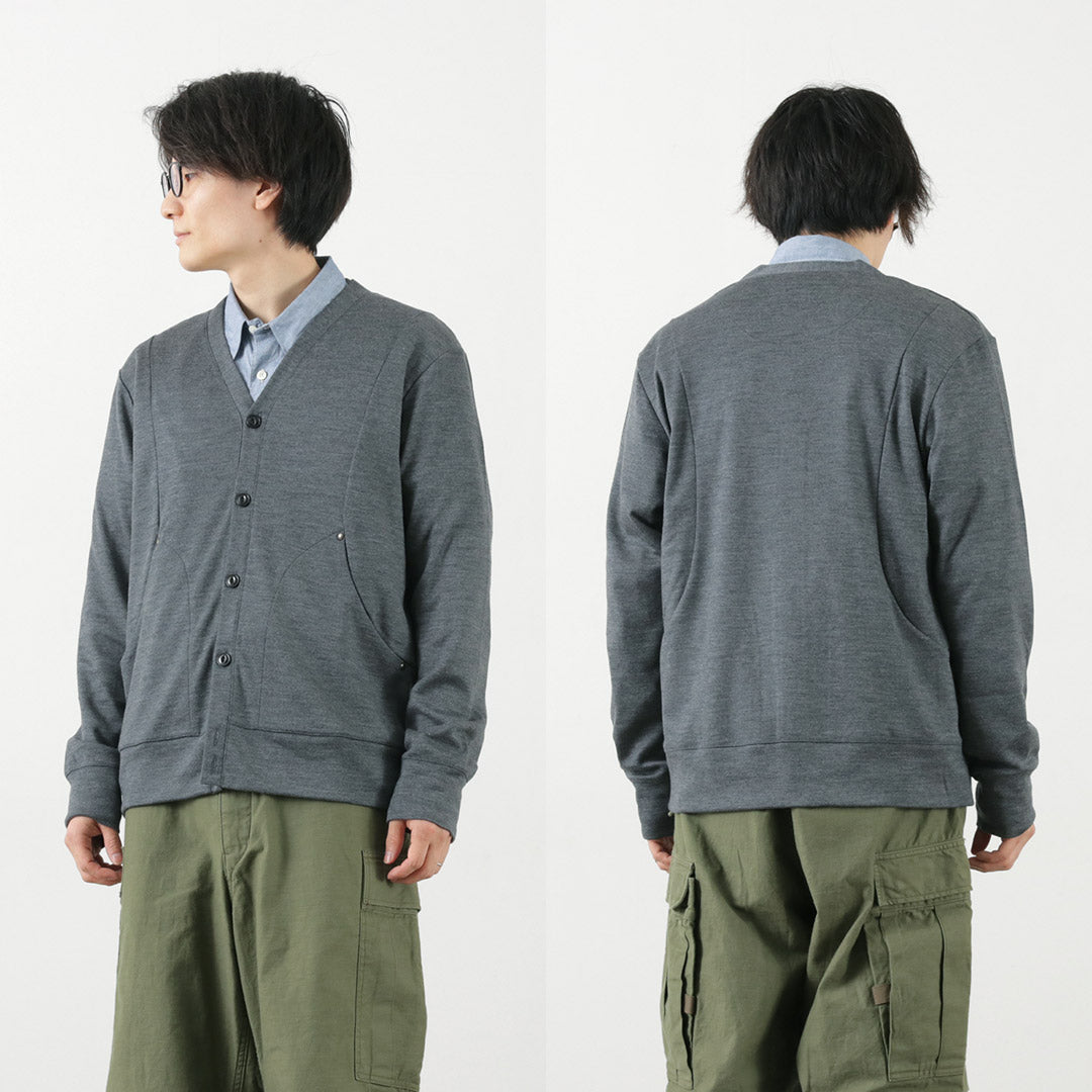 Re Hecho en Tokio Japón / vestido de lana Cardigan de corte redondo