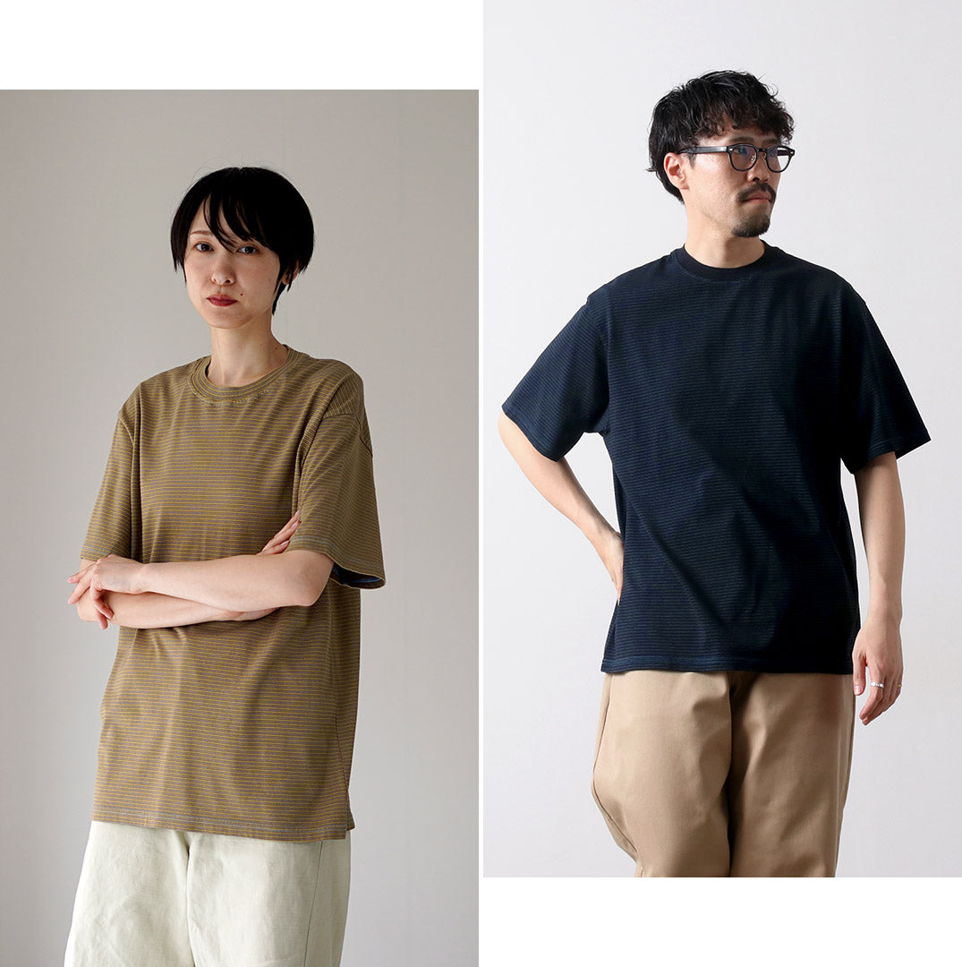 YONETOMI NEW BASIC / 成衣染色条纹T恤