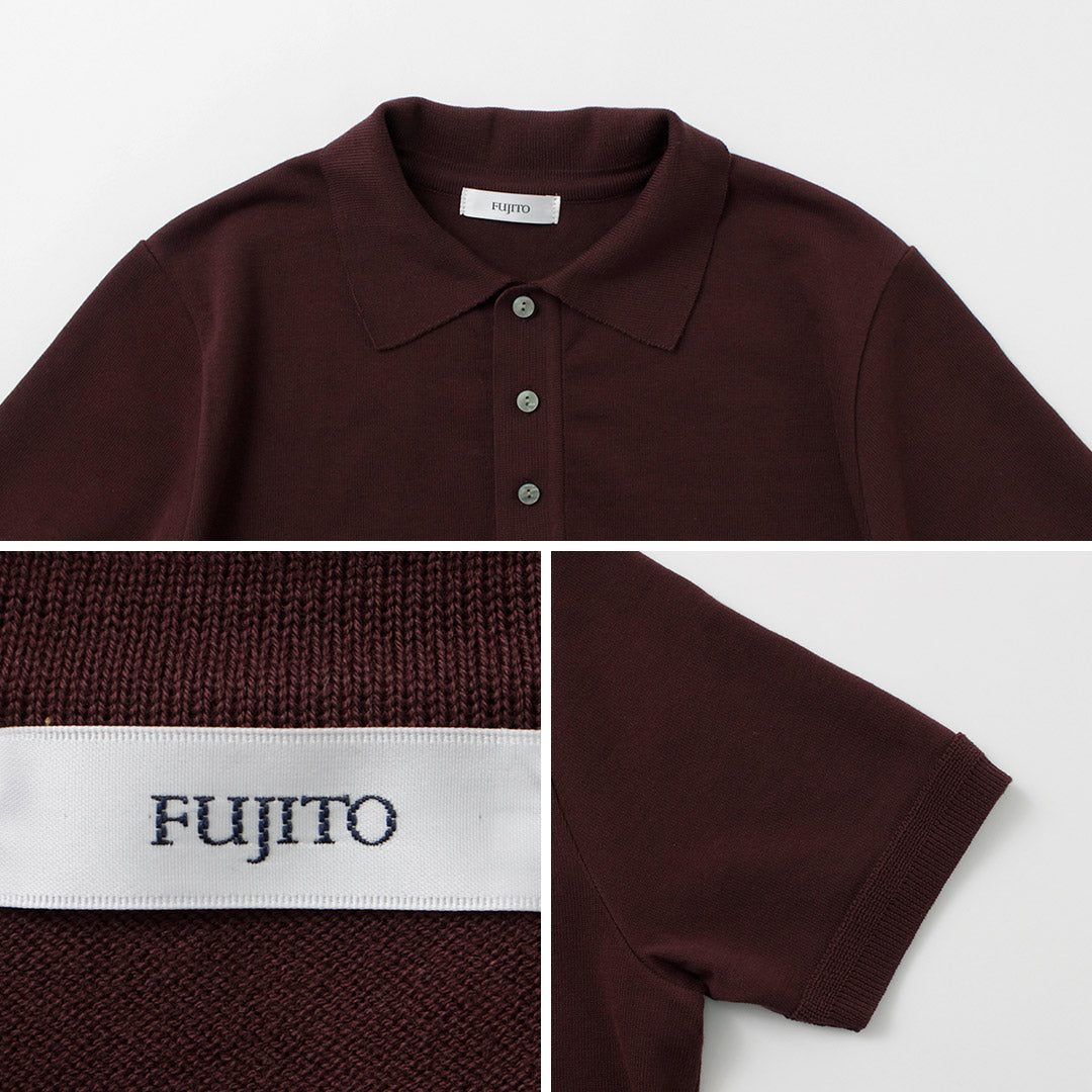 FUJITO / Knit Polo Easy Solid Color