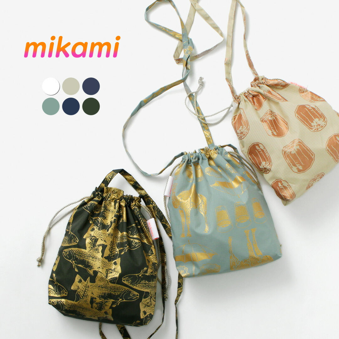 MIKAMI / Printed Nylon Drawstring Bag