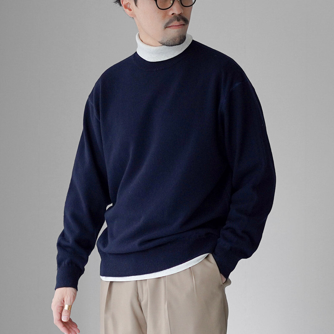 YONETOMI NEW BASIC / 硬质羊绒针织套头衫成衣染色