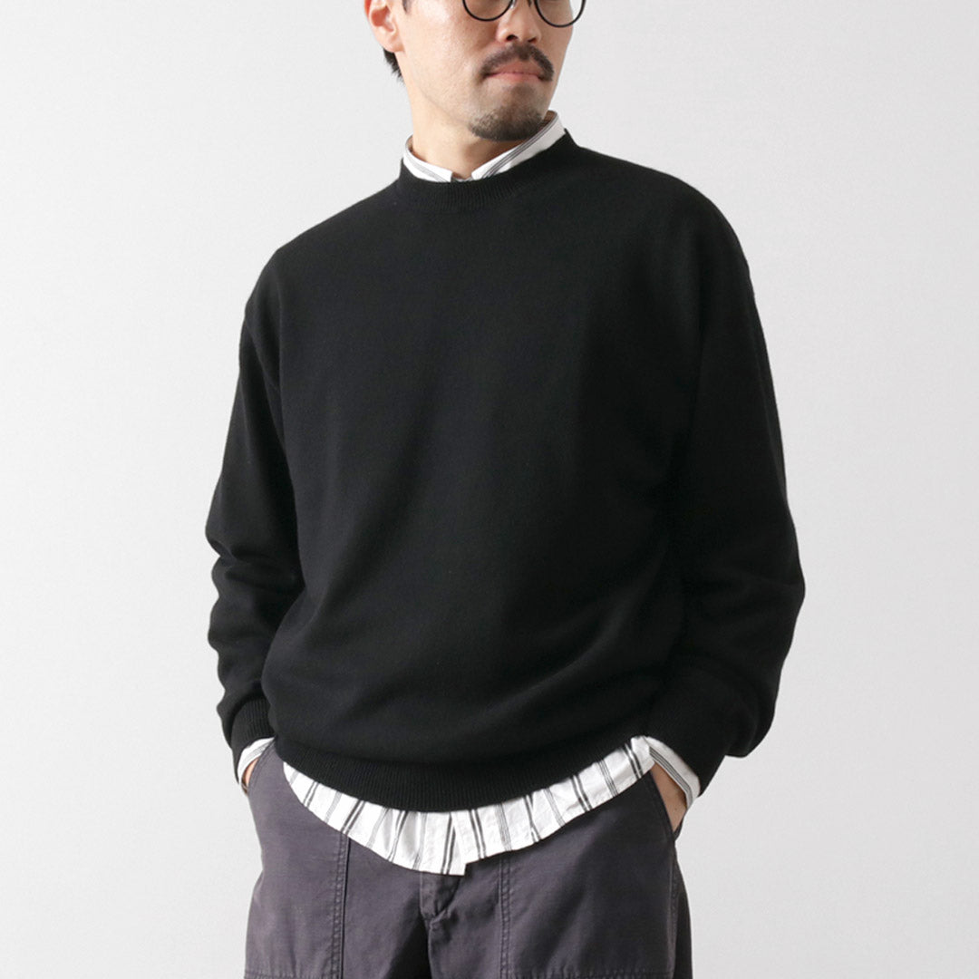 YONETOMI NEW BASIC / 硬质羊绒针织套头衫成衣染色