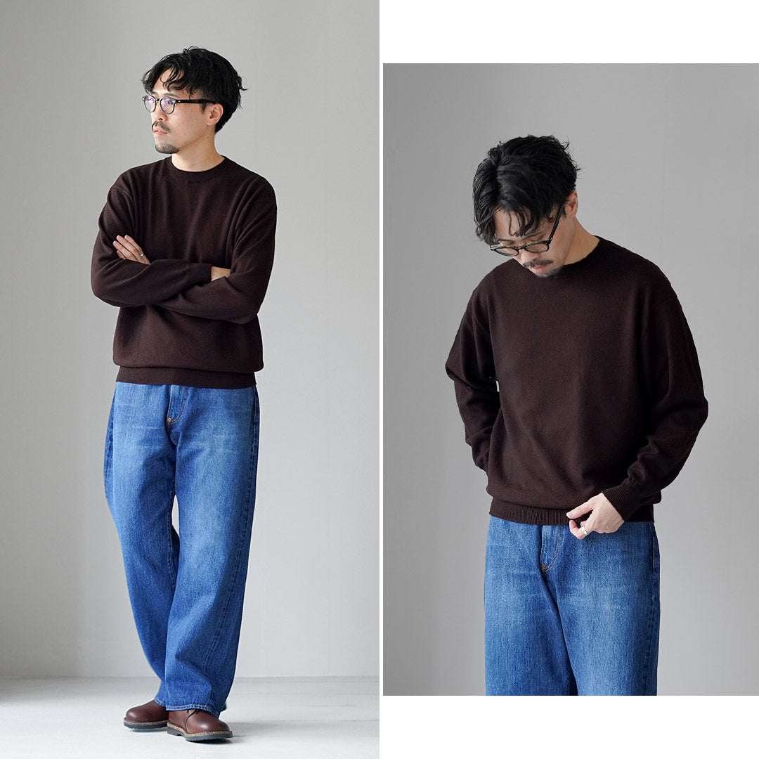 YONETOMI NEW BASIC / 硬质羊绒针织套头衫成衣染色