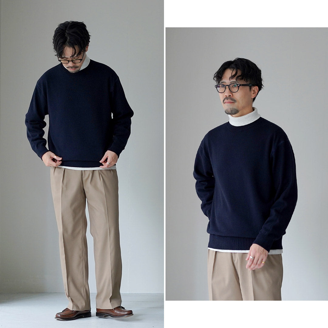 YONETOMI NEW BASIC / 硬质羊绒针织套头衫成衣染色