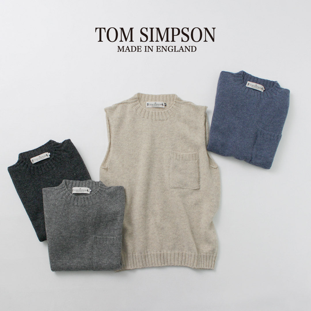 TOM SIMPSON / Chaleco de punto con bolsillo y cuello redondo