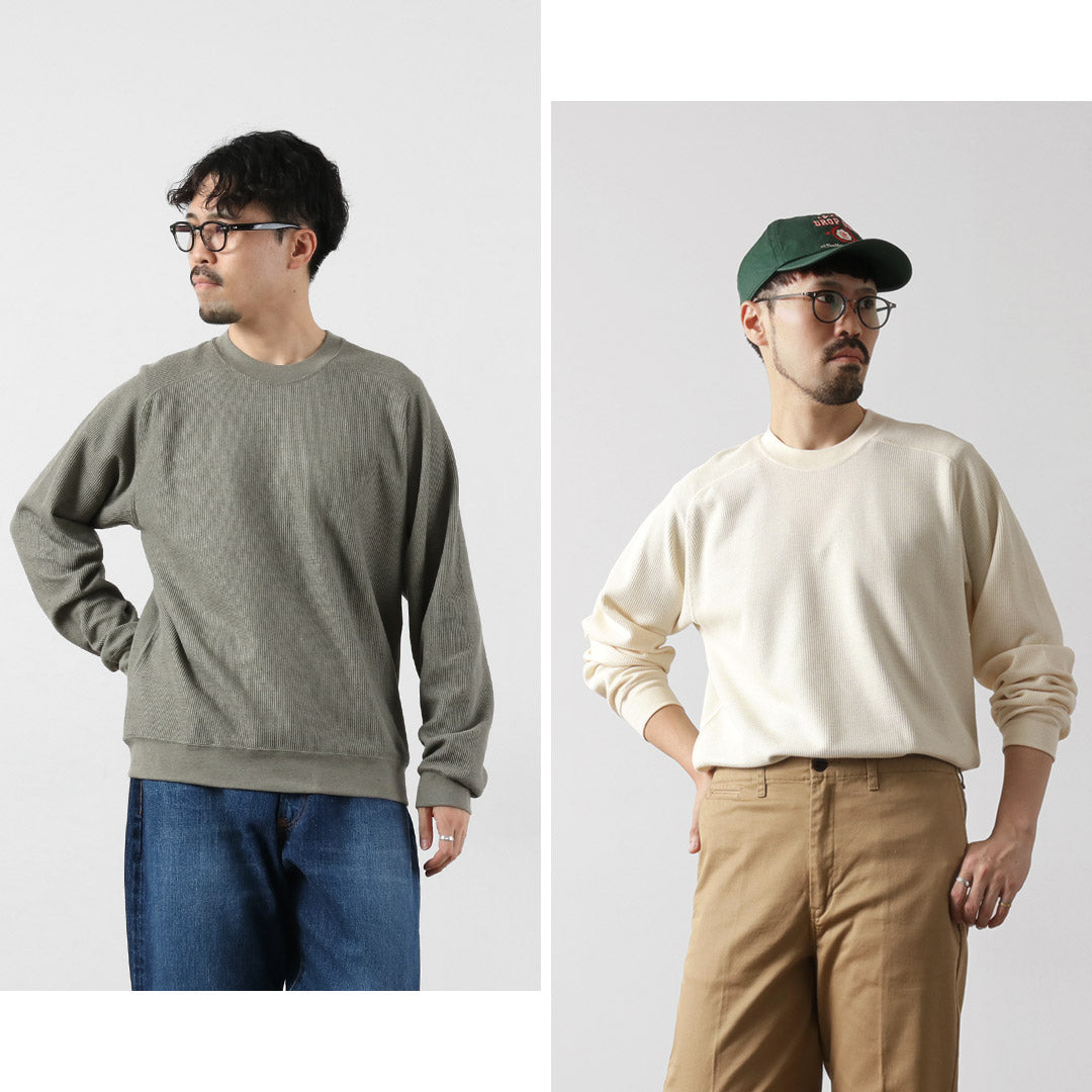 Sudadera de manga larga tipo gofre de algodón orgánico SIN TEÑIR / de colores