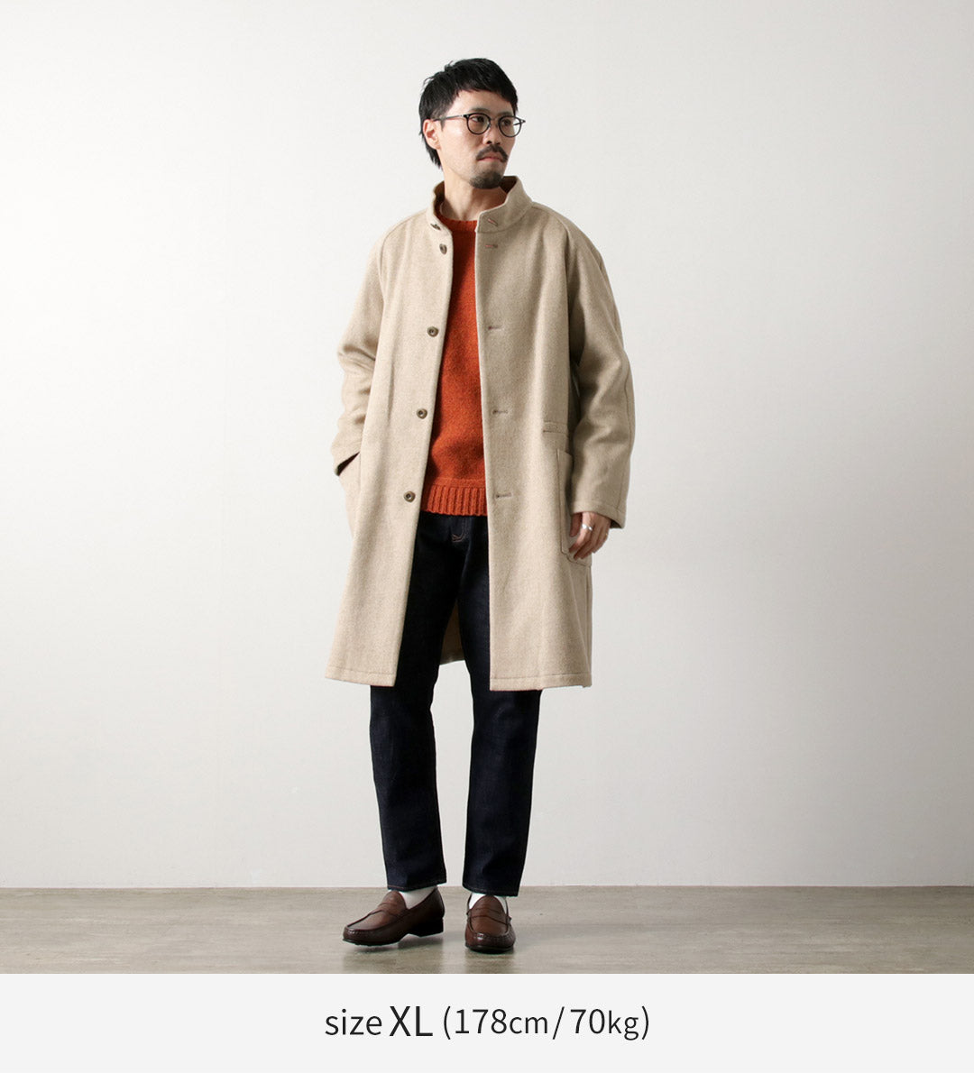 RE MADE IN TOKYO JAPAN / 麦尔登羊毛立领大衣