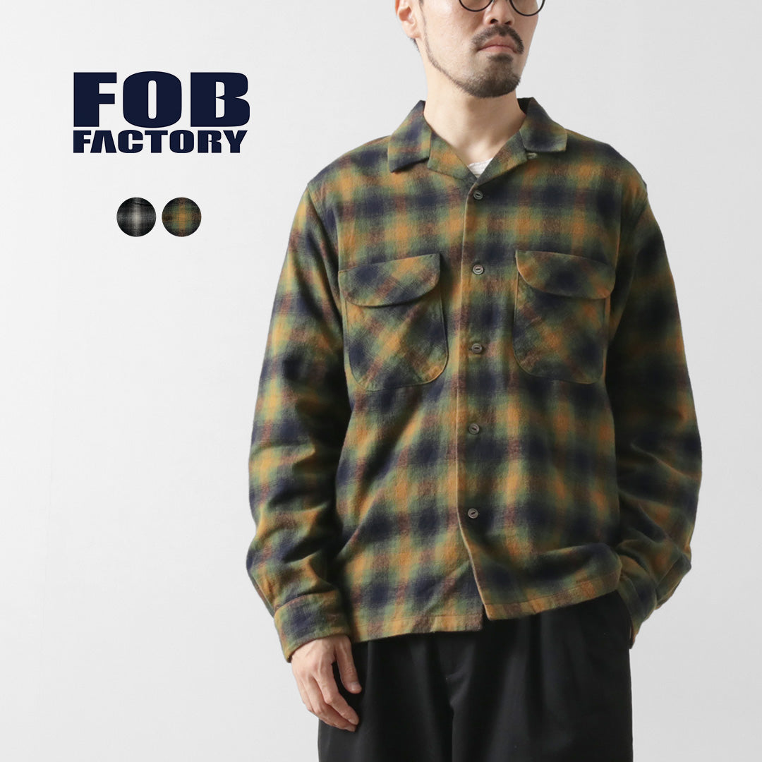 FOB FACTORY / F3505 플란넬 오픈 칼라 셔츠