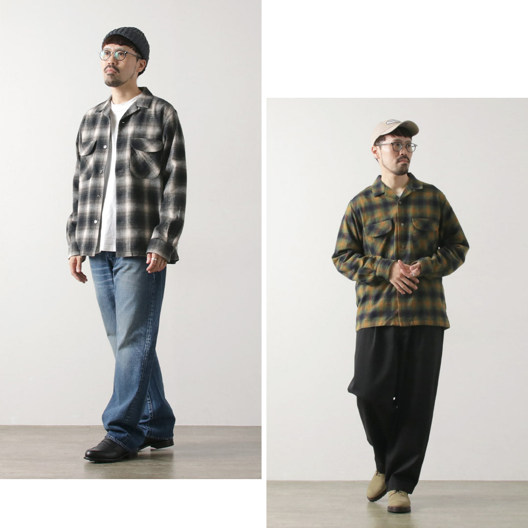 FOB FACTORY / F3505 플란넬 오픈 칼라 셔츠