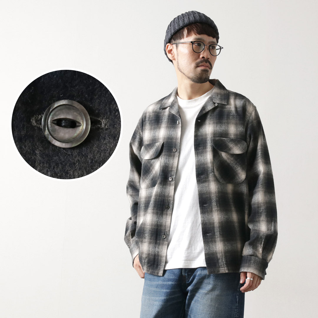 FOB FACTORY / F3505 플란넬 오픈 칼라 셔츠