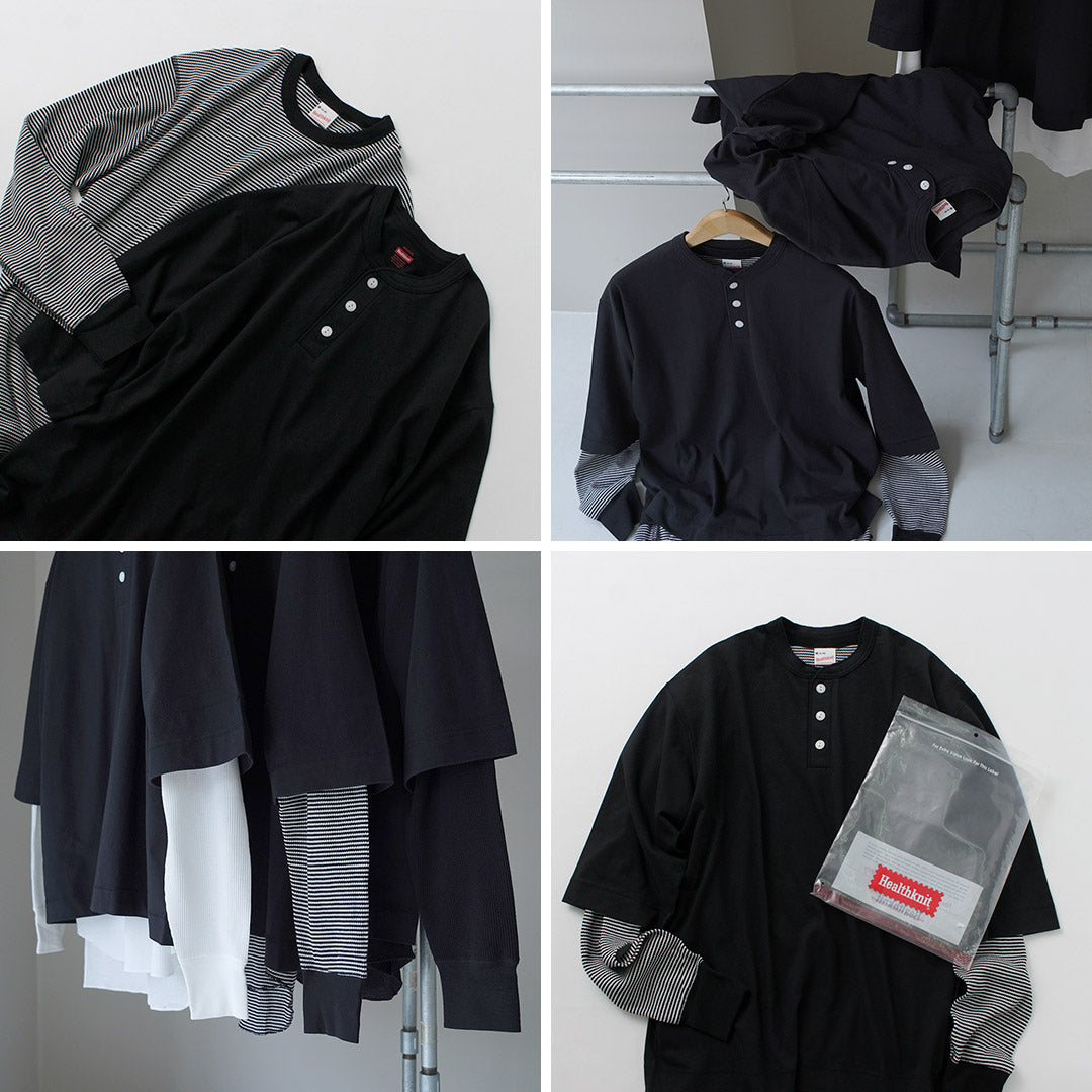 HEALTHKNIT / 2 Pack T-Shirt 7/10 Sleeve + Long Sleeve Waffle