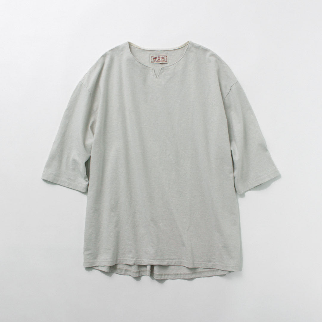 KEMA DESIGNS / Hemp Cotton Key-Neck T-Shirt