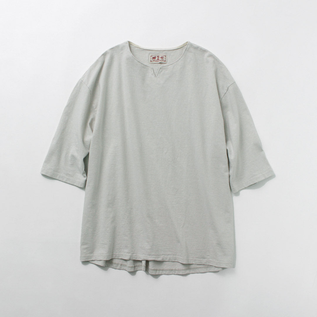 KEMA DESIGNS / Hemp Cotton Key-Neck T-Shirt